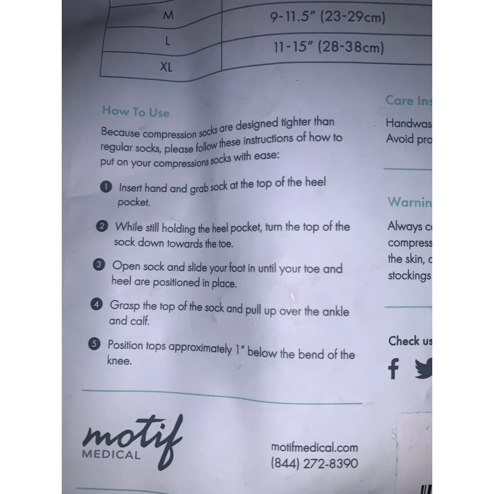 Motif Medical Maternity Compression Socks White/Gray Size‎ Medium